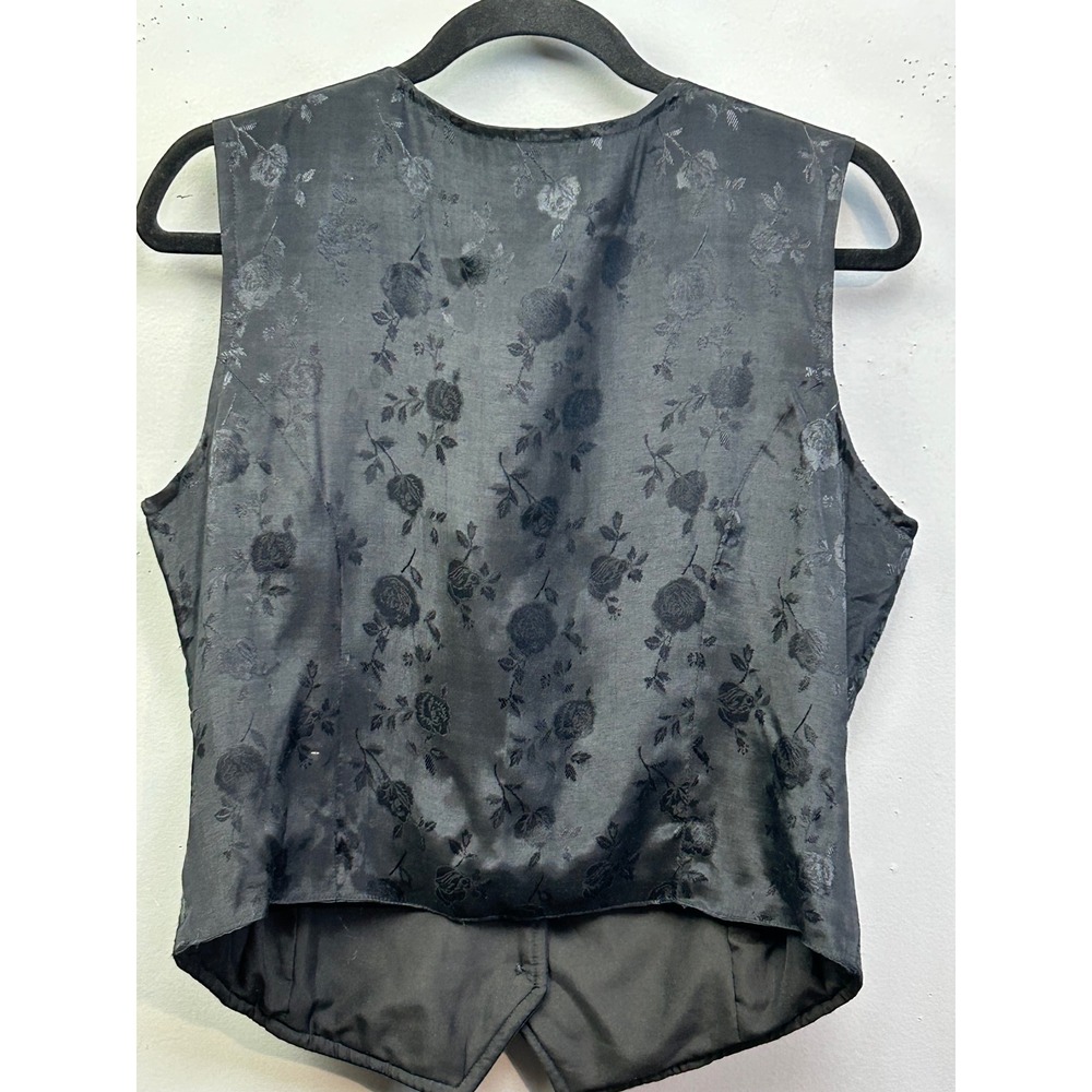 Vintage Vest Women Medium Black Floral Patchwork Quilted Embroidered Boho - Picture 3 of 10